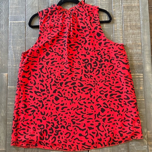 Who's That Girl Ruffled Red & Black Leopard Print Blouse Size XL - Picture 6 of 13